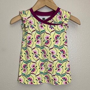 Tea Collection Yellow Floral Ruffle Sleeves Cotton Dress